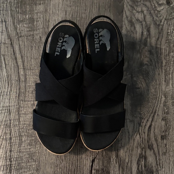 Sorel Shoes - Sorel “Cameron” Flatform Sandals - Elastic Straps - Black - Size 7